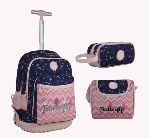[7453119319670] Cartable Roulette 3 Pièces Trolley Butter Fly